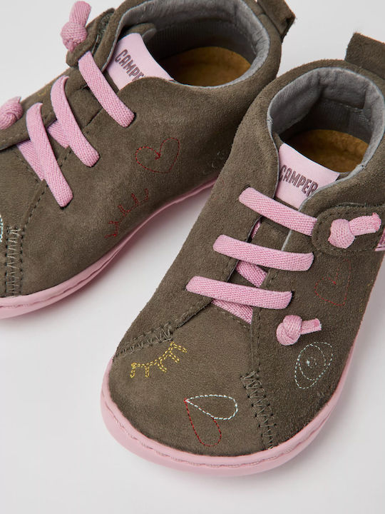 Peu Cami Kids Leather Anatomic Boots with Lace Khaki