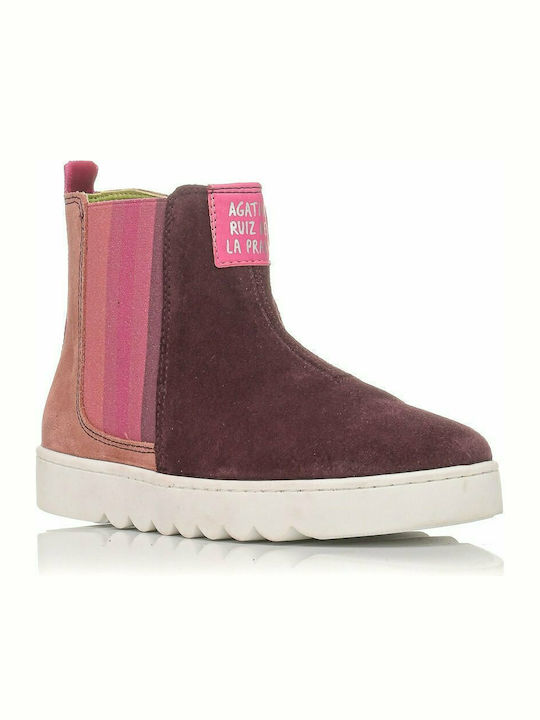 Anatomical Leather Kids Boots with Zipper Fuchsia