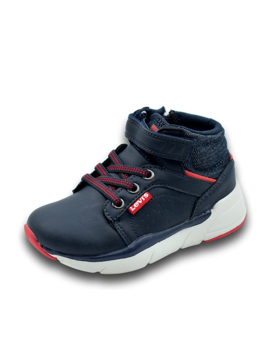 Aspen Leather Kids Boots with Laces Navy Blue