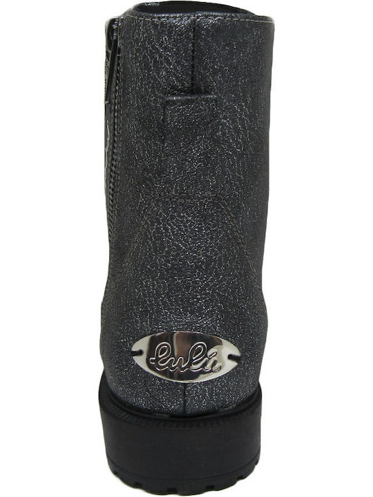 Rider Anatomisch Lederne Kinderstiefel mit Reißverschluss Silber