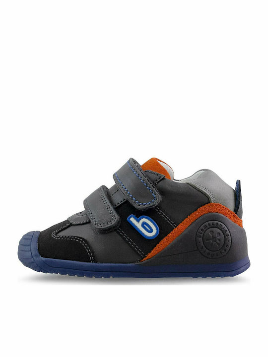Anatomisch Lederne Kinderstiefeletten mit Klettverschluss Gray