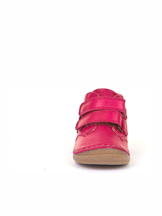 Anatomisch Lederne Kinderstiefeletten mit Klettverschluss Fuchsie