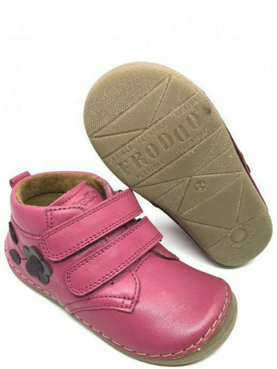Anatomisch Lederne Kinderstiefeletten mit Klettverschluss Fuchsie