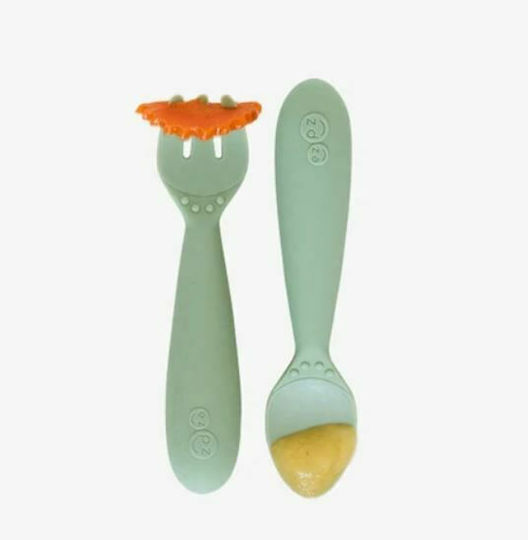 Ezpz Feeding Set Tiny 2 made of Silicone Green 3pcs for 12+ months