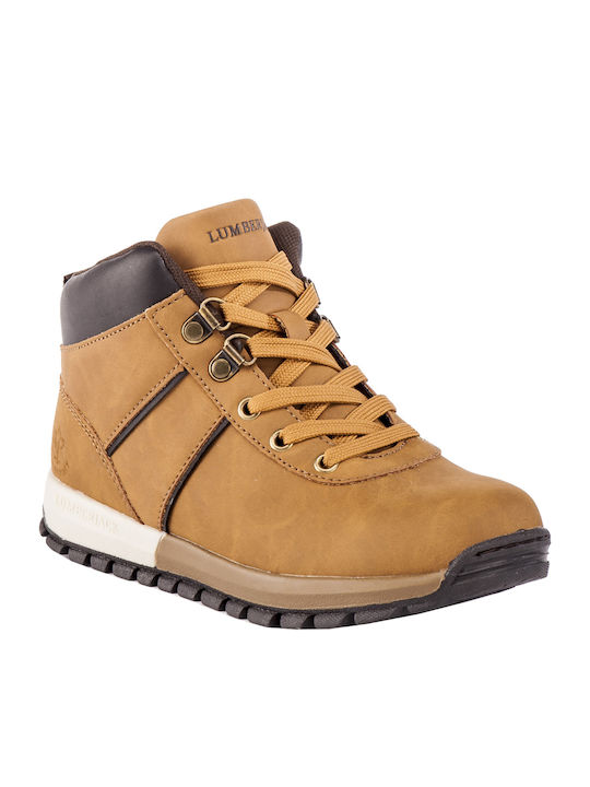 Saturn Leather Kids Boots with Laces Tabac Brown