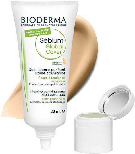 Bioderma Sebium Λεπτόρρευστη Κρέμα Προσώπου με Χρώμα για Ενυδάτωση, Ατέλειες & Ακμή με Bakuchiol & AHA 30ml