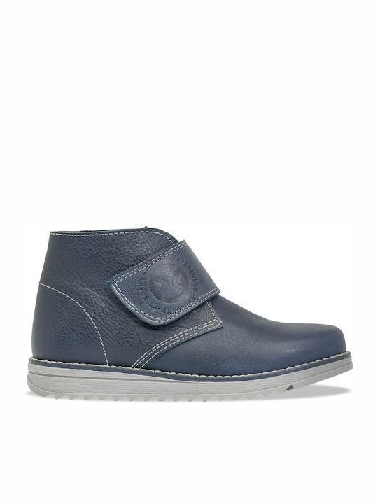 Lederne Kinderstiefeletten mit Klettverschluss Marineblau