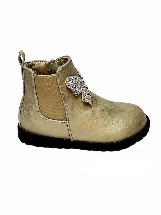 Anatomical Kids Boots with Zipper Gold
