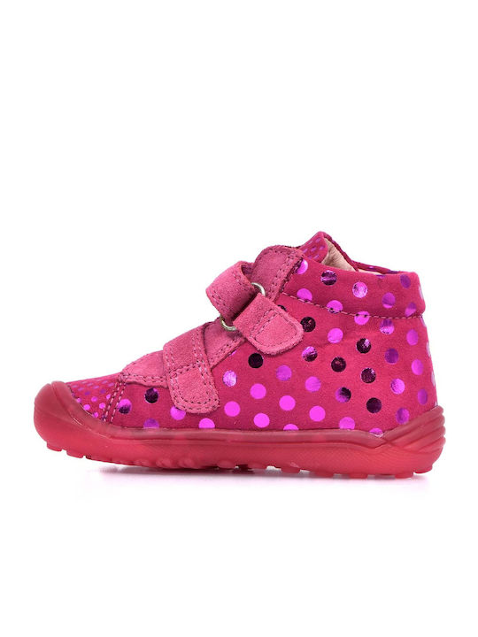 Ανατομικά Δερμάτινα Παιδικά Μποτάκια με Σκρατς Φούξια