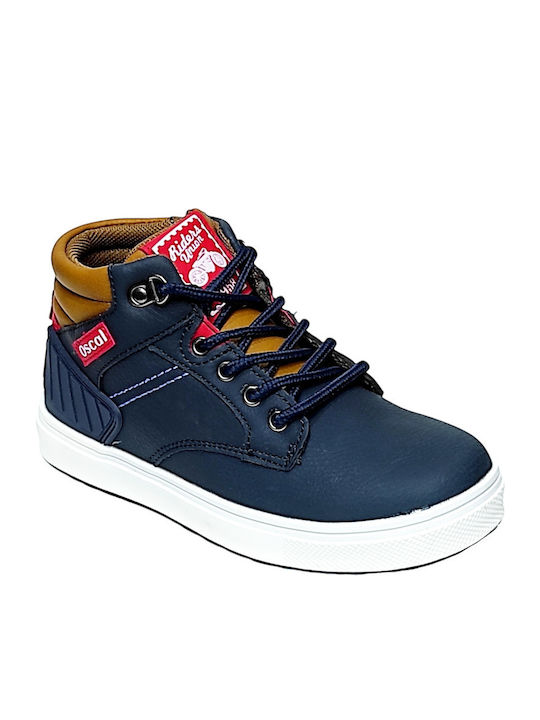 Anatomical Leather Kids Boots with Zipper Blue