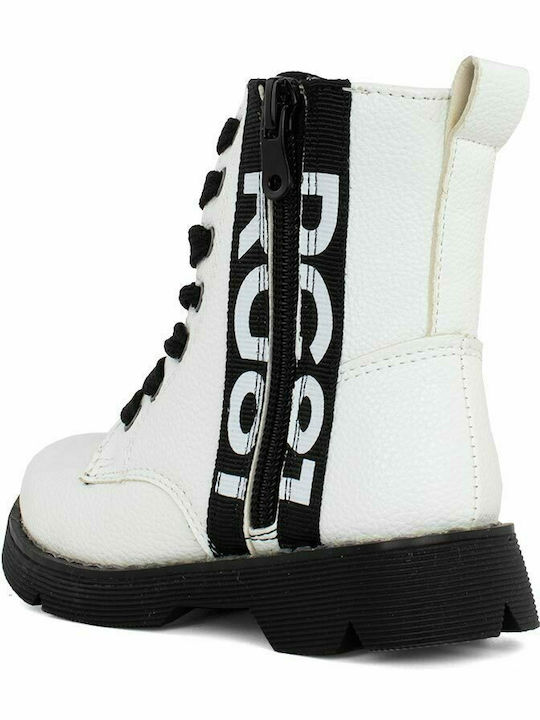 Anatomisch Lederne Kinderstiefel mit Reißverschluss Weiß
