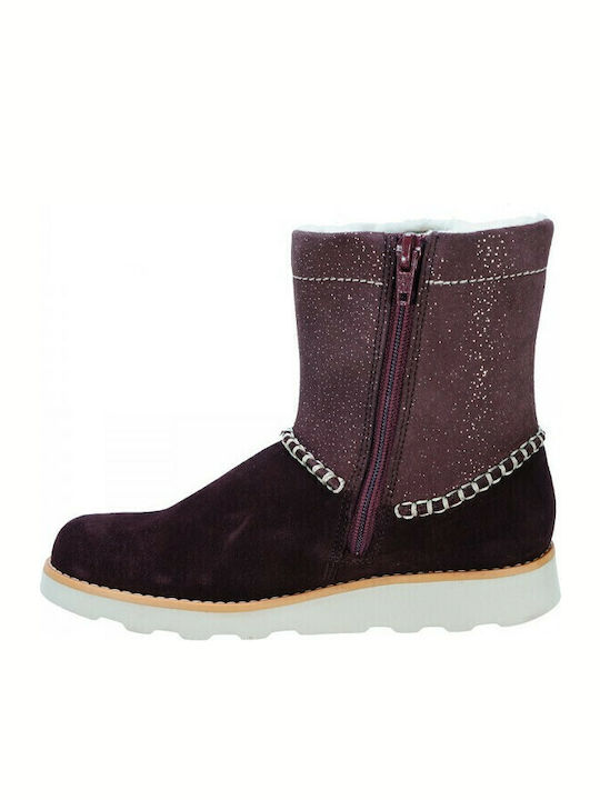 Crown Piper T Suede Παιδικά Μποτάκια με Φερμουάρ Μπορντό