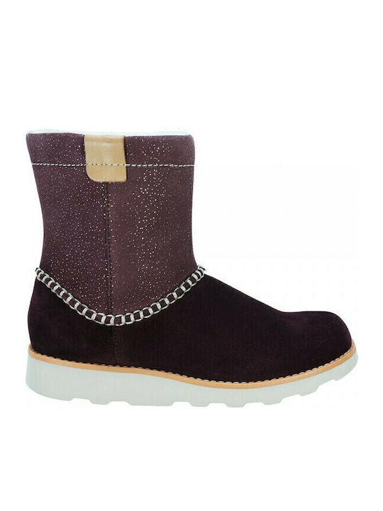 Crown Piper T Suede Παιδικά Μποτάκια με Φερμουάρ Μπορντό