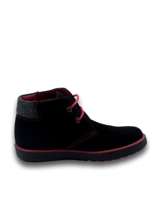 Suede Kinderstiefeletten mit Schnürsenkeln Schwarz