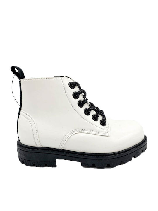 Clover Kids Boots from Patent Leather with Zipper White