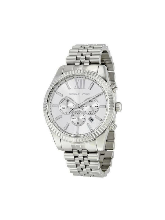 Michael Kors Lexington Watch Chronograph Battery with Silver Metal Bracelet