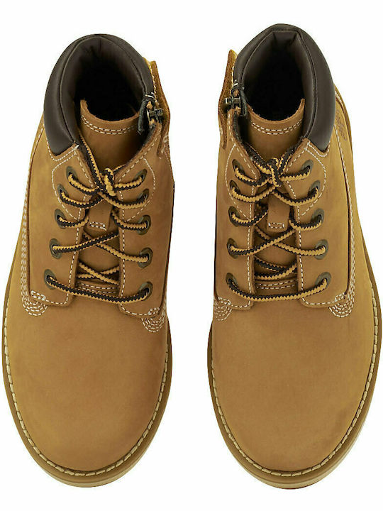 Courma Leather Kids Boots with Zipper Tabac Brown