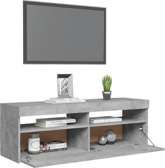 Stand TV Cu Iluminare LED Gri Beton L120xA35xÎ40cm