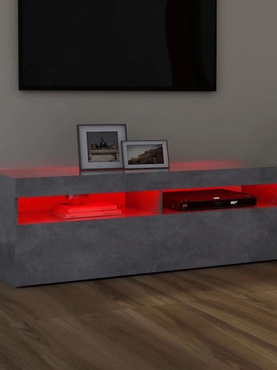 Stand TV Cu Iluminare LED Gri Beton L120xA35xÎ40cm