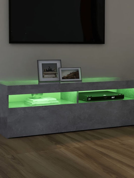 Stand TV Cu Iluminare LED Gri Beton L120xA35xÎ40cm
