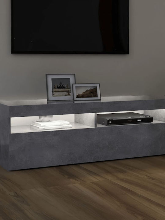 Stand TV Cu Iluminare LED Gri Beton L120xA35xÎ40cm