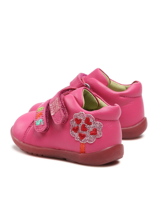 Anatomisch Lederne Kinderstiefeletten mit Klettverschluss Rosa