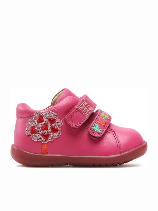 Anatomisch Lederne Kinderstiefeletten mit Klettverschluss Rosa