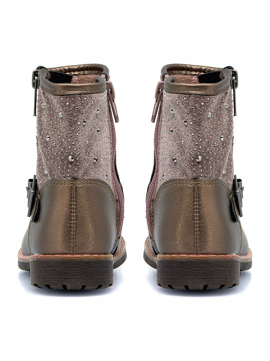 Kids Boots with Zipper Gold