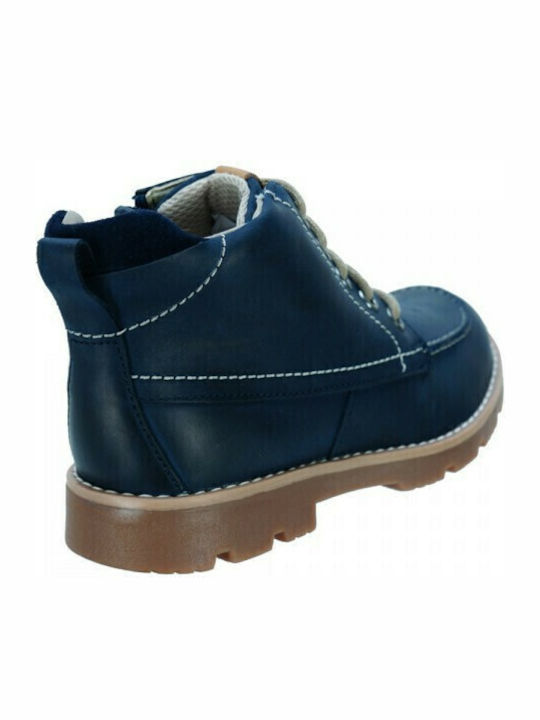 Comet Moon Y Leather Kids Boots with Zipper Navy Blue