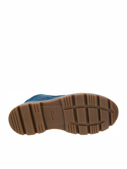 Comet Moon Y Leather Kids Boots with Zipper Navy Blue