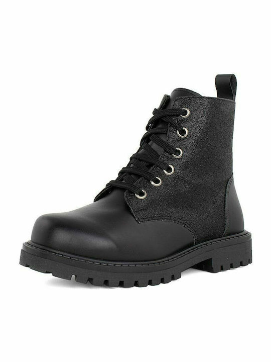 1840 Anatomical Leather Kids Boots with Zipper Black