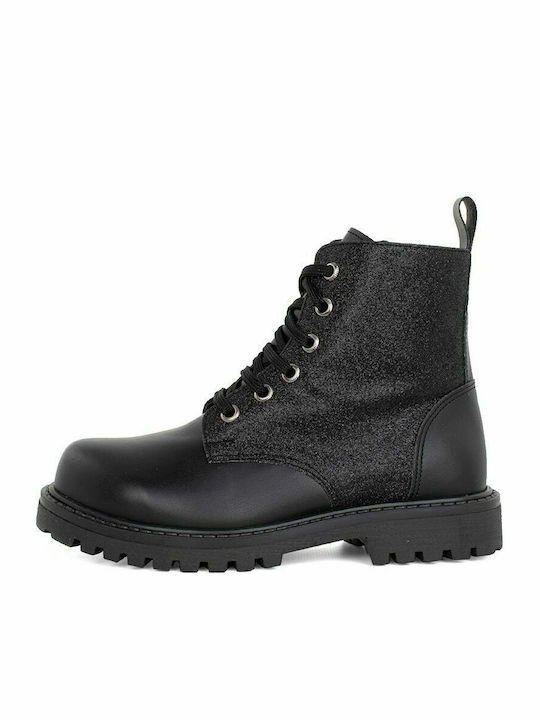 1840 Anatomical Leather Kids Boots with Zipper Black