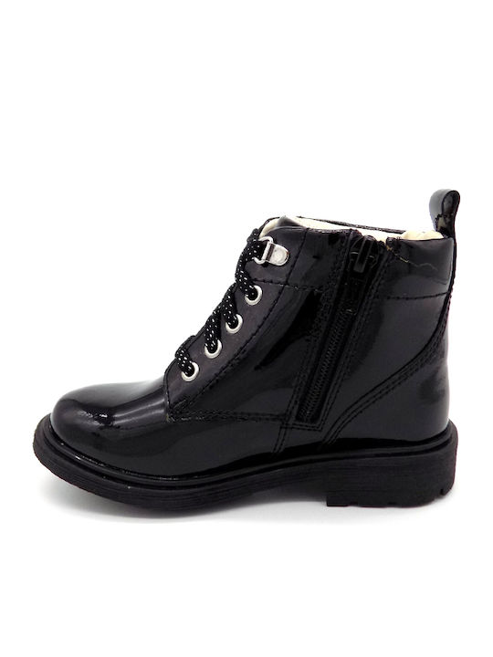 Astrol Lace Δερμάτινα Παιδικά Μποτάκια με Φερμουάρ Μαύρα