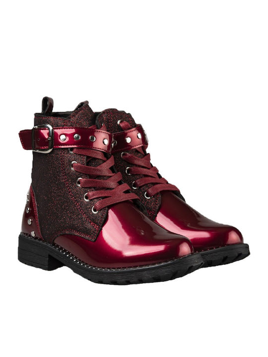 Anatomical Leather Kids Boots with Zipper Burgundy