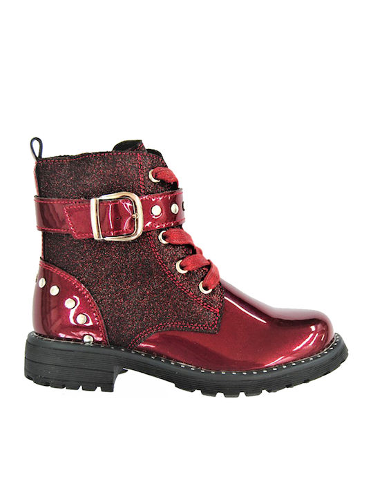 Anatomical Leather Kids Boots with Zipper Burgundy