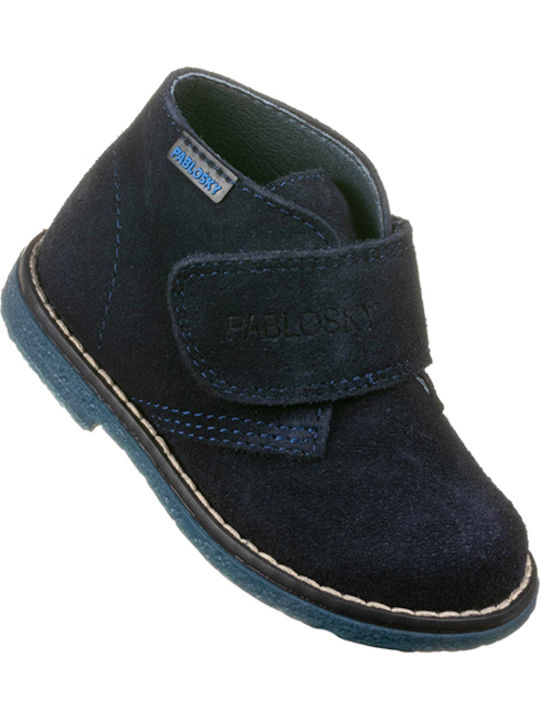 Suede Kinderstiefeletten mit Klettverschluss Marineblau