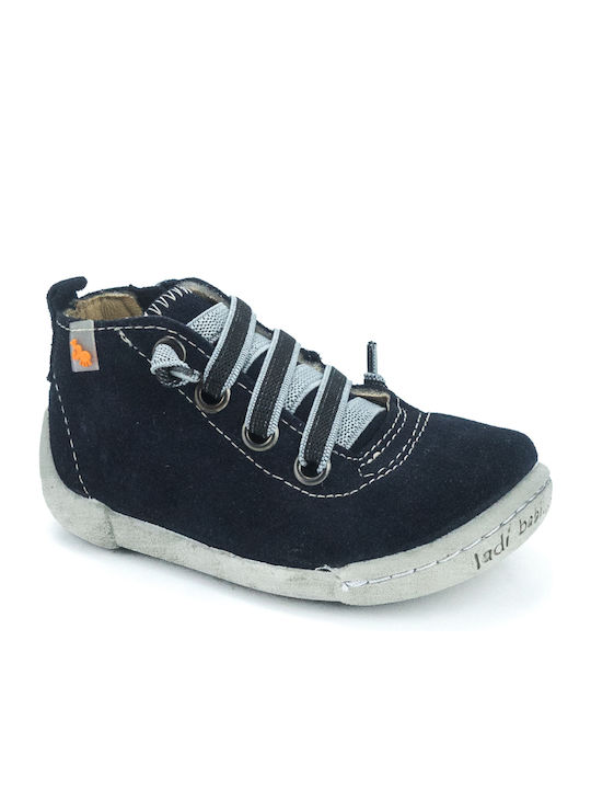 Leather Kids Boots with Laces Navy Blue