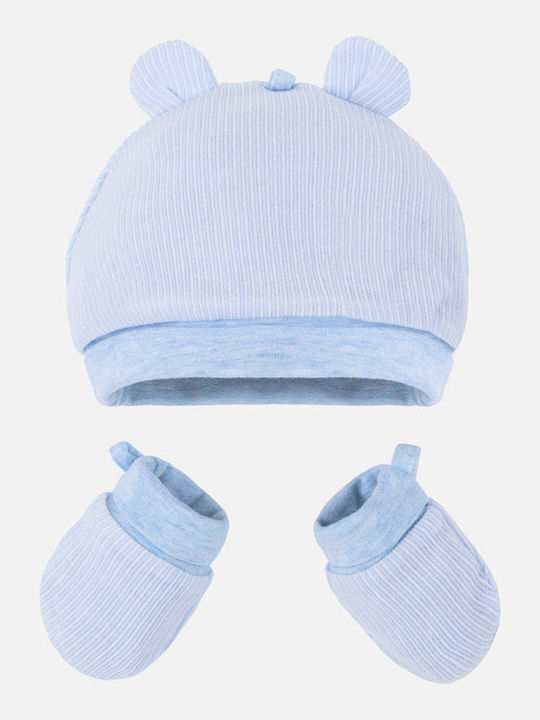 Kids Beanie Set with Gloves Fabric Light Blue for Newborn