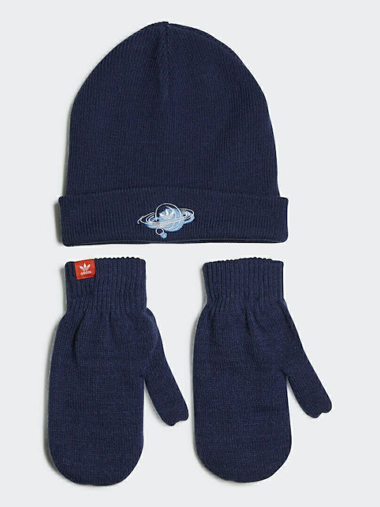 Trefoil Universe Set Căciulă Copil cu Mănuși Textil Albastru marin