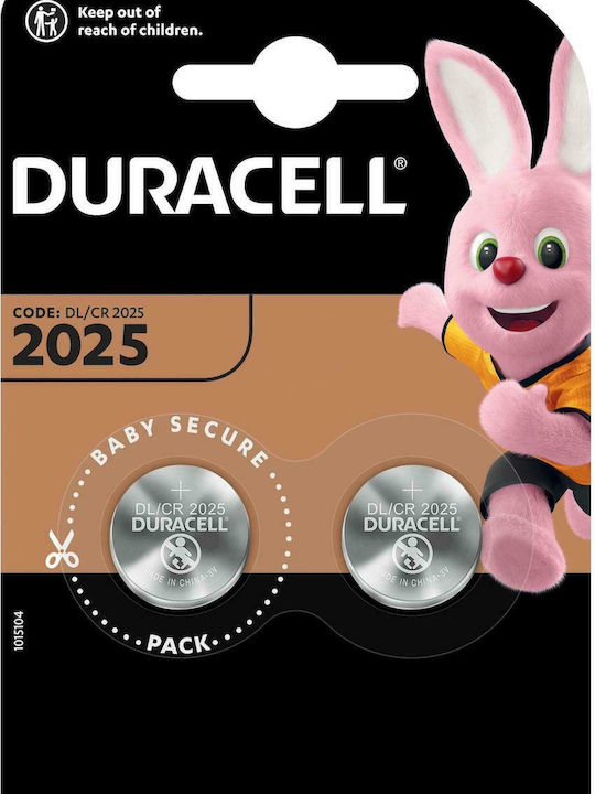 Duracell Long Lasting Power Μπαταρίες Λιθίου Ρολογιών CR2025 3V 2τμχ