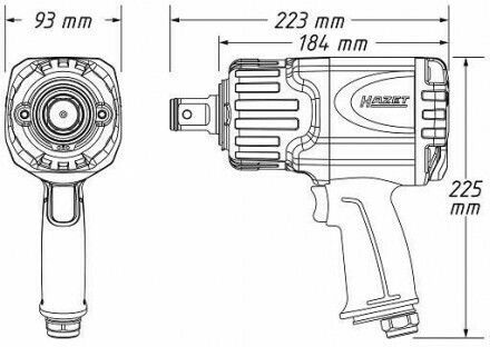 Hazet 9014TT Air Impact Wrench 1 Square Drive with Maximum Torque 221.27kgm