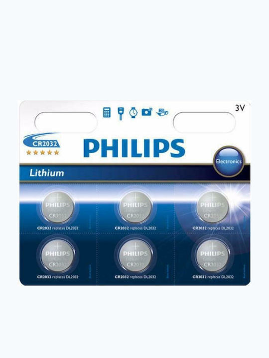 Philips Lithium Button Cell Battery Батерии CR2032 3V 6бр