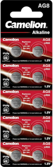 Camelion AG8 Batterien Alkalisch für Uhren LR55 1.5V 10Stück