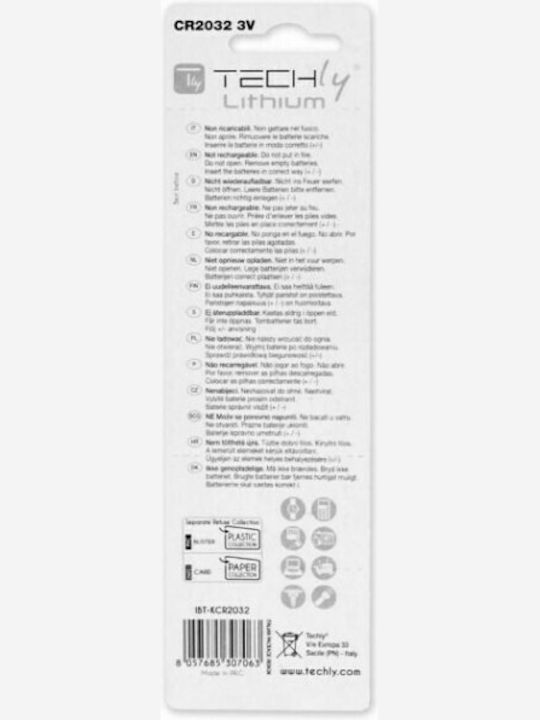 Techly Μπαταρίες Λιθίου Ρολογιών CR2032 3V 5τμχ
