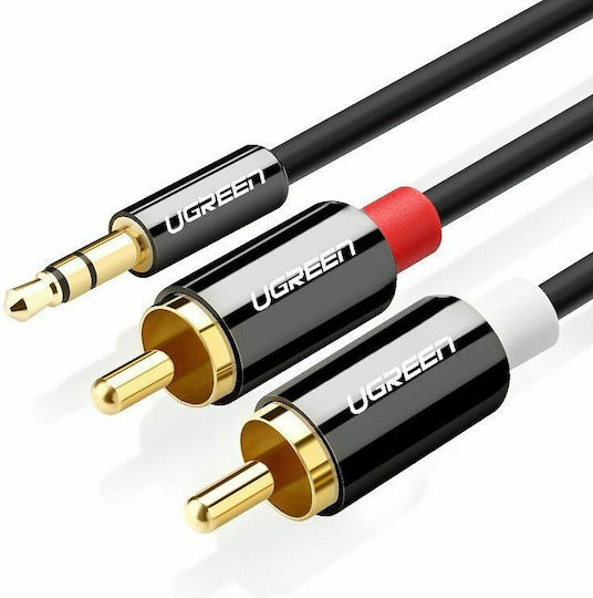 Ugreen Καλώδιο Ήχου 3.5mm male - RCA male Μαύρο 2m με Επίχρυσους Ακροδέκτες 10584