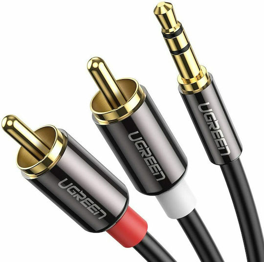 Ugreen Καλώδιο Ήχου 3.5mm male - RCA male Μαύρο 2m με Επίχρυσους Ακροδέκτες 10584