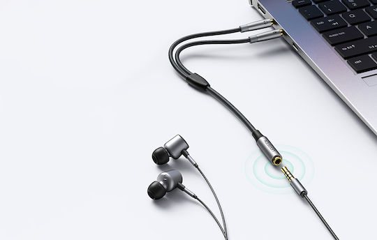 Ugreen 3.5mm Male to 3.5mm Female Audio Cable Gray 0.2m with Gold Plated Terminals 50255
