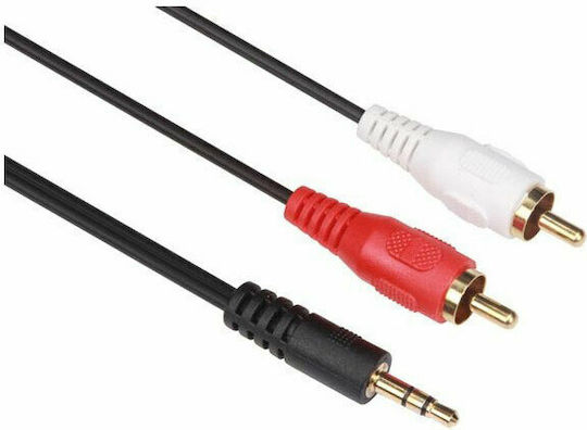 Καλώδιο Ήχου 3.5mm male - RCA male Μαύρο 3m με Επίχρυσους Ακροδέκτες
