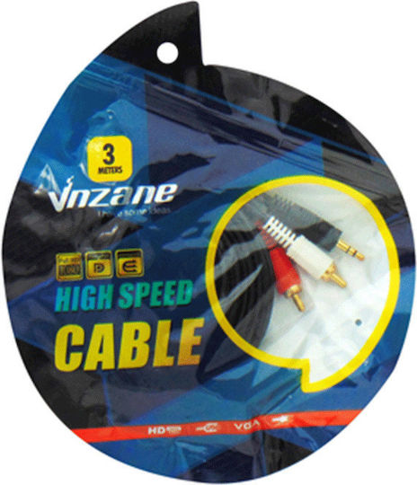 Καλώδιο Ήχου 3.5mm male - RCA male Μαύρο 3m με Επίχρυσους Ακροδέκτες