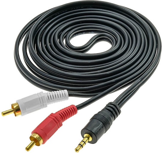 Καλώδιο Ήχου 3.5mm male - RCA male Μαύρο 3m με Επίχρυσους Ακροδέκτες